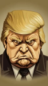 Aggressive Digital Illustration of Donald Trump: A Satirical Caricature AI Image