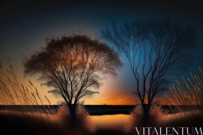 Enchanting Sunset: Romantic Moonlit Landscapes AI Image
