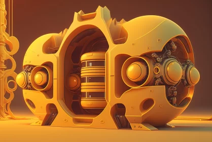 Intricate 3D Rendering of Electric Yellow Robot