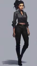 Black Anime Character in Normcore Style AI Image