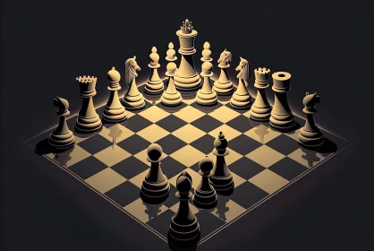 Isometric Chess Art - A Study in Shadows and Realism