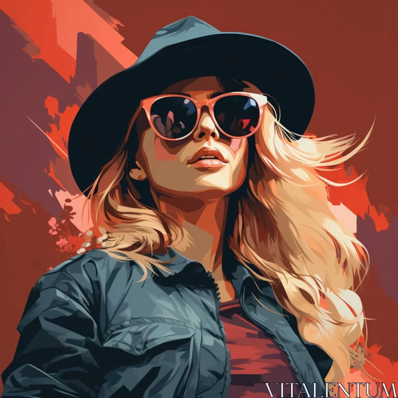 AI ART Acrylic Painting of a Woman in Sunglasses