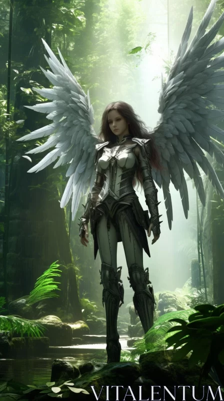 AI ART Angel Warrior in the Forest - Ethereal Art