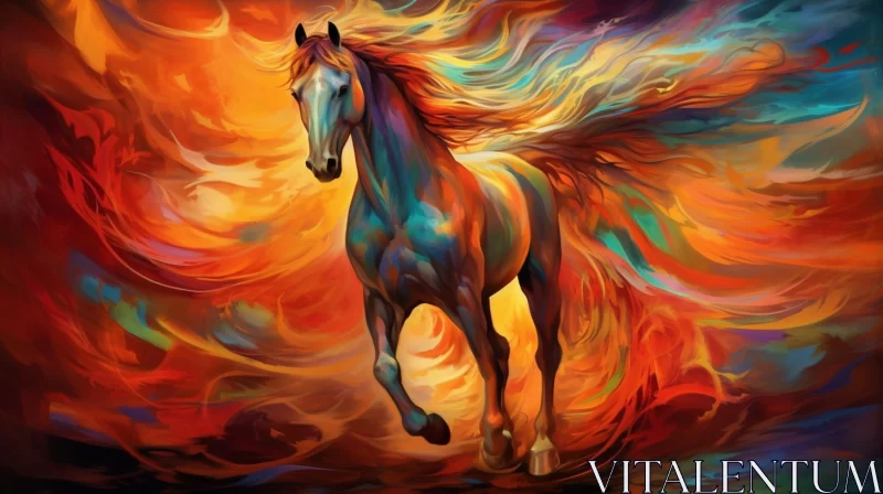 Fiery Horse: A Colorful Artistic Interpretation AI Image