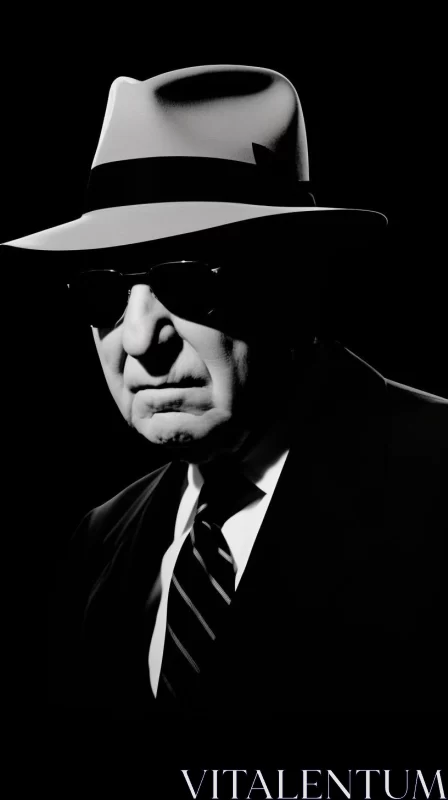 Monochrome Fedora Hat Man Portrait - Civil Rights Era AI Image