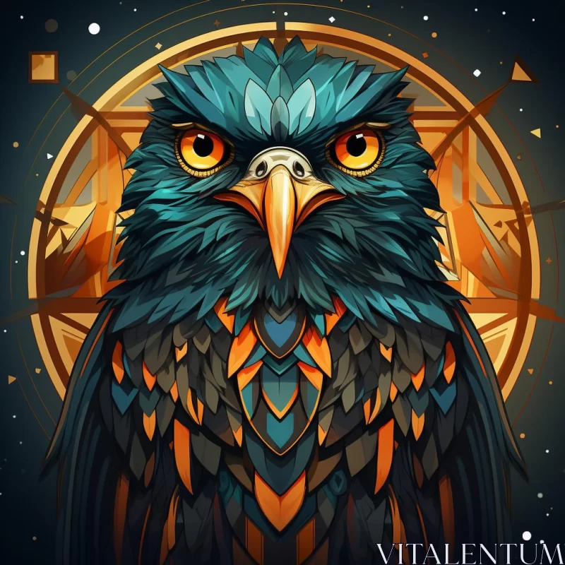 Mystic Mechanisms: Eagle Illustration in Geometric Symmetry AI Image
