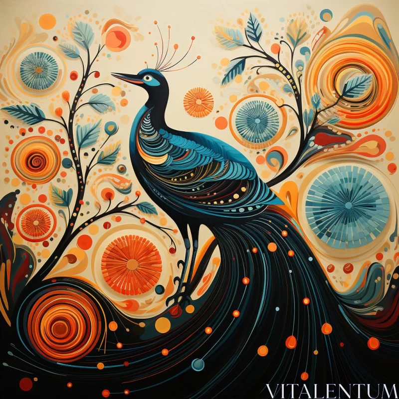 Abstract Peacock Painting: A Joyful Celebration of Nature AI Image