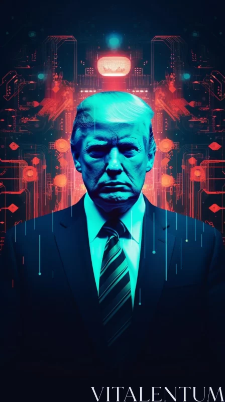 AI ART Cyberpunk Styled Digital Portrait of Donald Trump