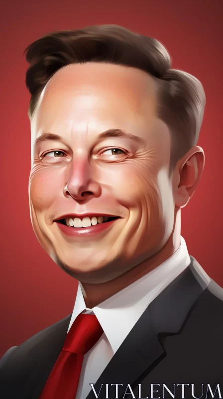 AI ART Joyful Cartoon Portrait of Elon Musk