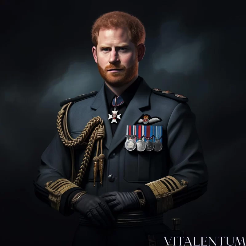 AI ART Prince Harry in Uniform: Conceptual Digital Art with Dark Symbolism