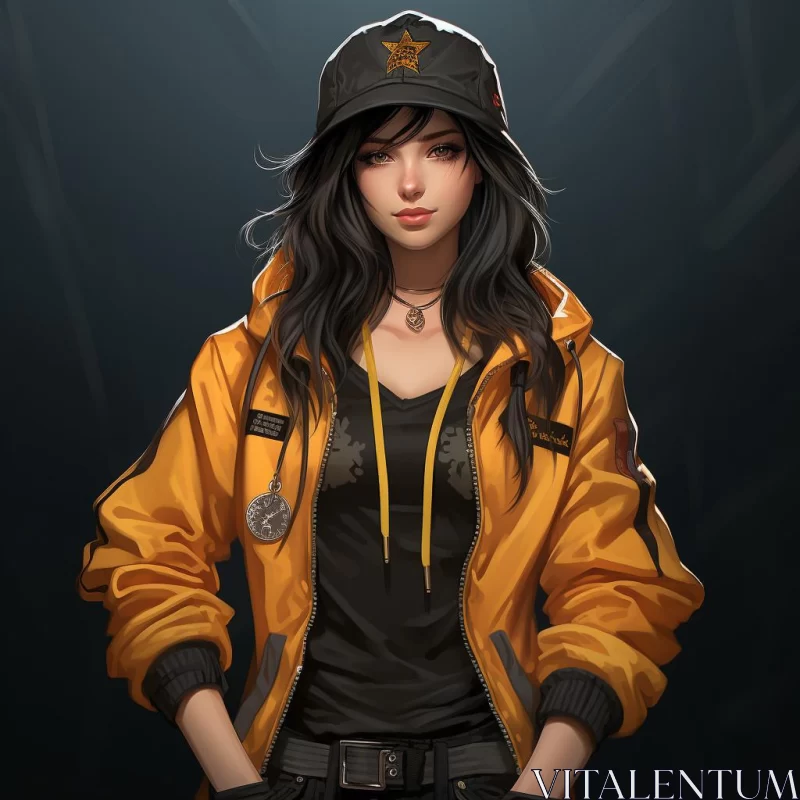 Street-Savvy Woman in Yellow: A Scoutcore Art Piece AI Image