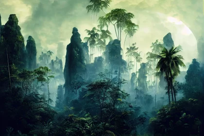 Tropical Jungle on Alien Planet - Classical Historical Genre AI Image
