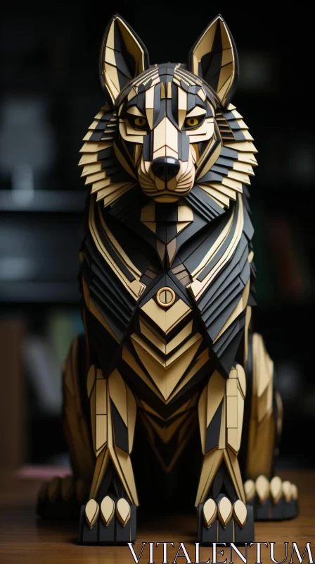 3D Printed Egyptian Wolf Model: A Fusion of Ancient & Futuristic Art AI Image