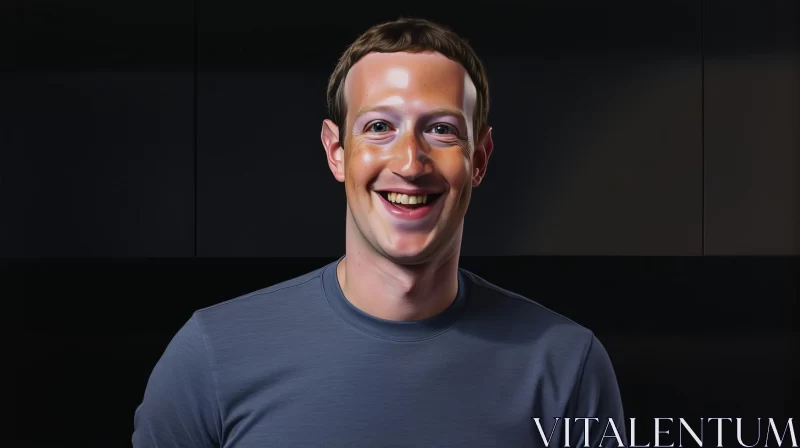 Joyful Studio Portrait of Facebook's Mark Zuckerberg AI Image