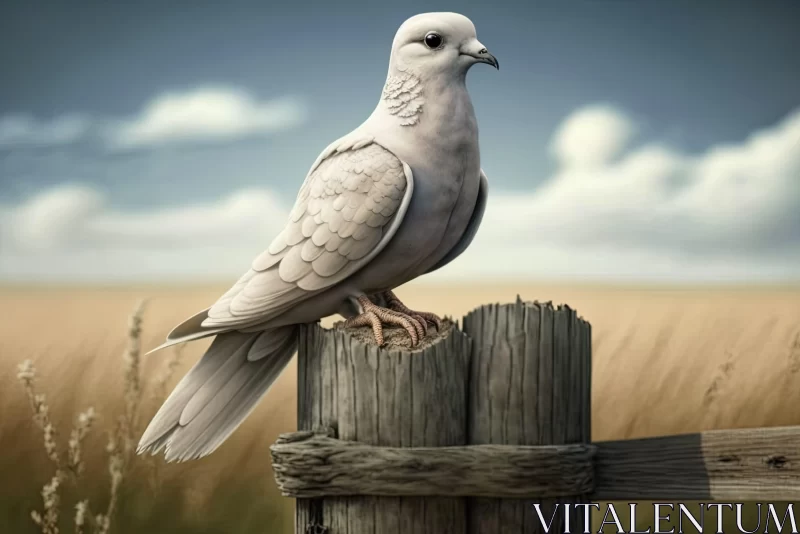 Pigeon on Wooden Fence - Realistic Fantasy Artwork AI Image