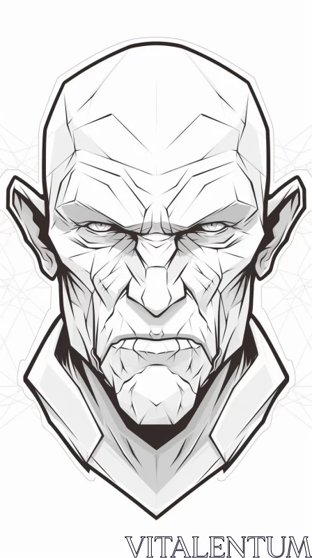 Futuristic Gothic Sketch: Arrogant Face in Monochrome AI Image