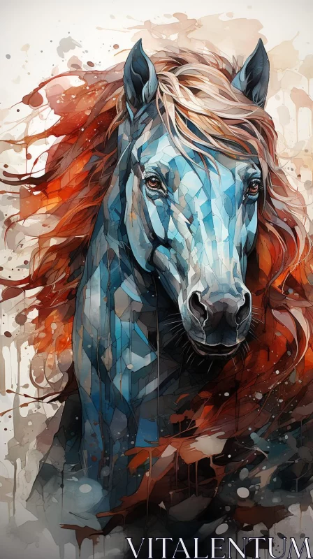 Abstract Horse Illustration in Mosaic and Low Poly Style AI Image