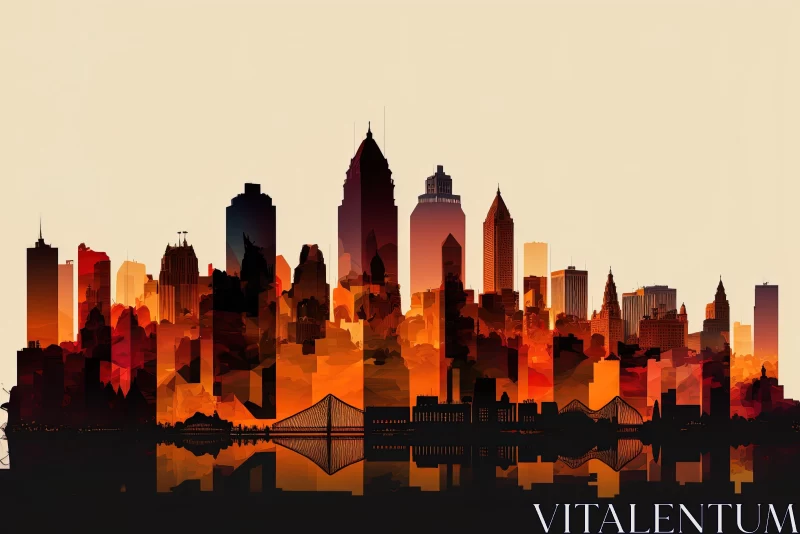 New York City Abstract Sunset - Pop Art Digital Image AI Image