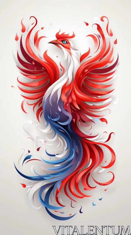 AI ART Patriotic Phoenix: Fluid Abstraction Art