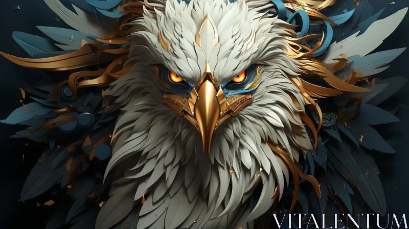 Blue and Gold Eagle - Detailed Character Illustration AI Image