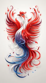 Patriotic Phoenix: Fluid Abstraction Art AI Image
