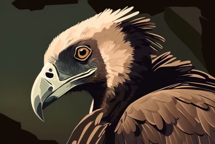 Stylized Vulture Artwork: A Gouache Illustration