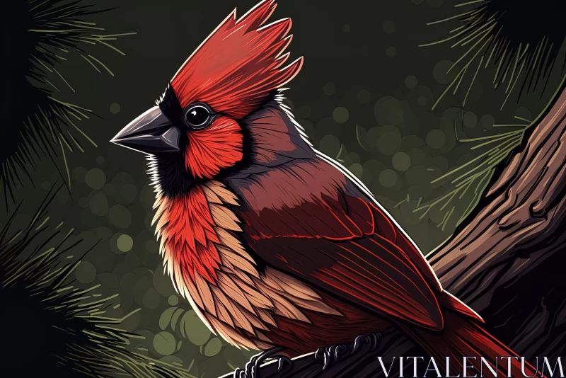 Colorful Cardinal Bird - Detailed Nature Illustration AI Image
