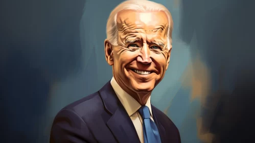 Charming Cartoon-Styled Portrait of President Joe Biden AI Image