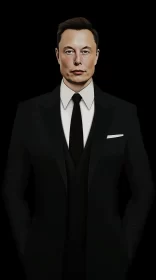 Elon Musk Portrait in Gothic Illustration Style AI Image