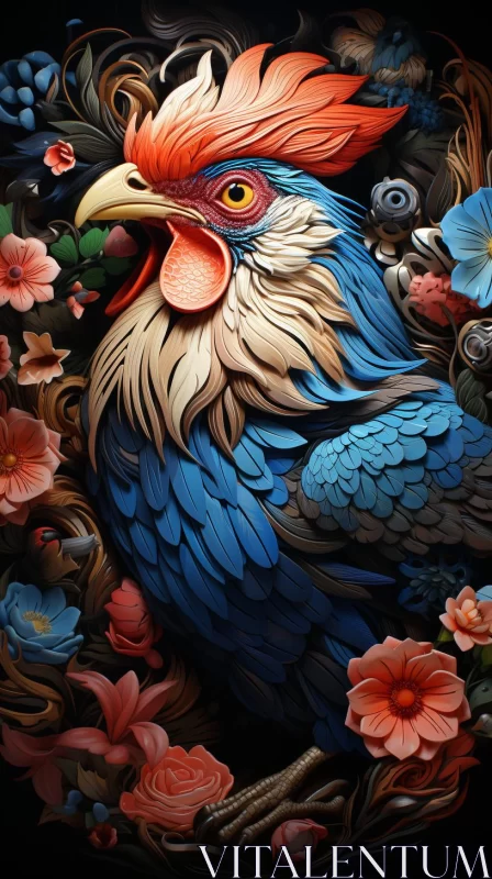 Floral Rooster Artwork: A Blend of Nature and Creativity AI Image