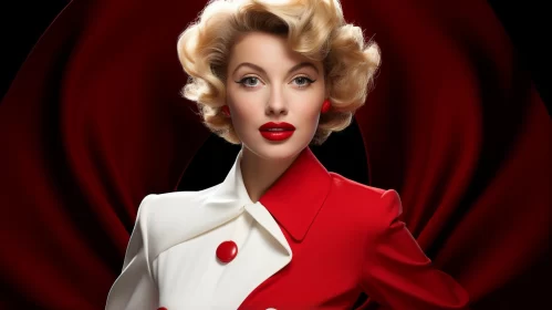 Hollywood Glamour in Red and White - A Retro Tribute AI Image