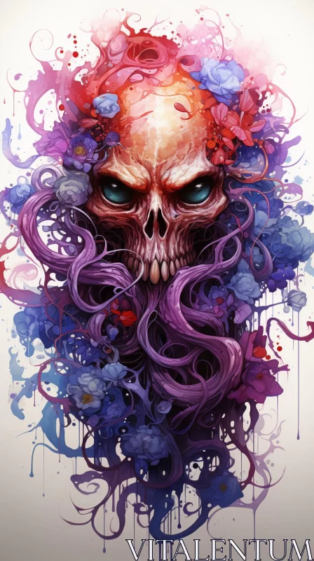 Abstract Skull Art: A Blend of Fantasy and Realism AI Image