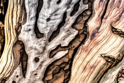 Biomorphic Abstraction in Tree Bark - Outdoor Art Photography AI Image