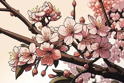 Cherry Blossoms Art: A Fusion of Styles and Hues