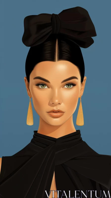 Kendall Jenner in Stylized Golden Age Illustration AI Image