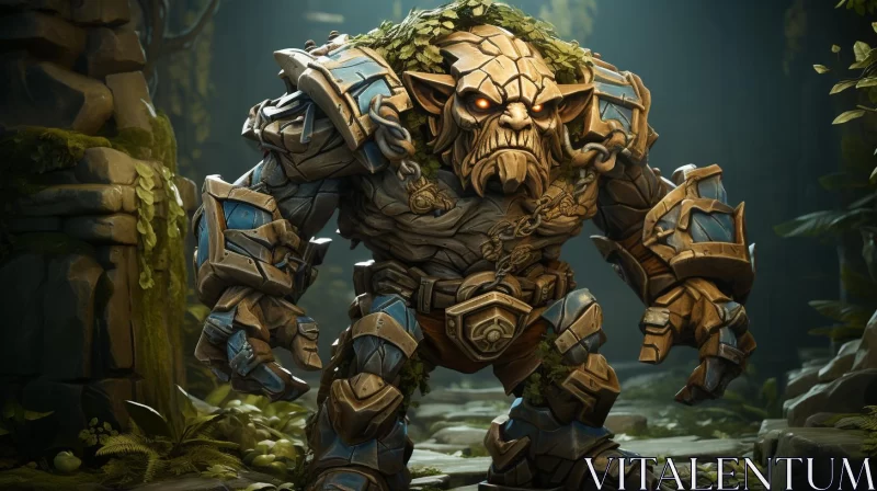 Legendary Warcraft Boss in Lush Forest Setting AI Image