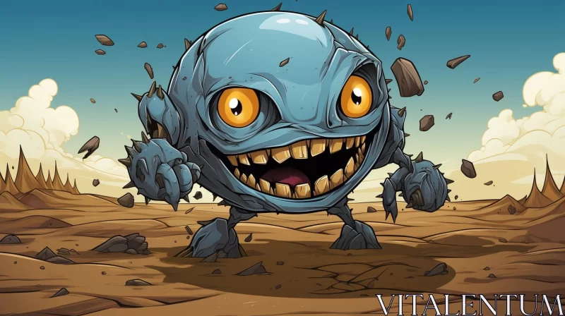 Post-Apocalyptic Cartoon Creatures in Desert Environment AI Image
