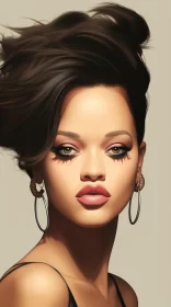 Rihanna Portrait: Shiny Eyes and Glossy Finish AI Image