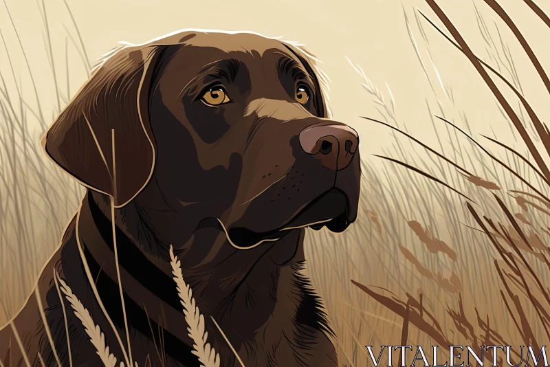 Hauntingly Beautiful Illustration of Labrador Retriever in Field AI Image