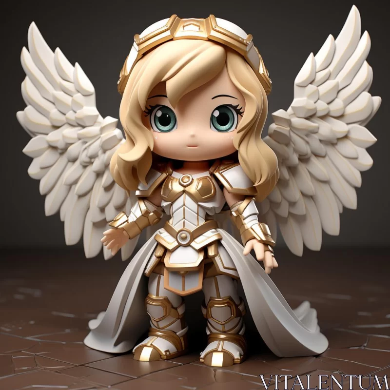 AI ART Kawaii Angel Figurine in Gold Armor - Unreal Engine 5 Render
