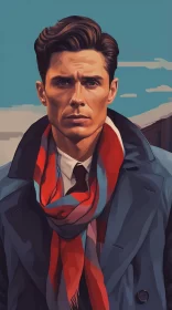 Stylish Man in Scarf: A Blend of Elegance and Modernism AI Image
