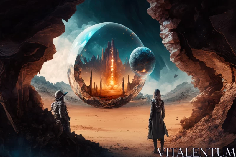 Surreal Sci-Fi Art: Alien Planet and Earth's Grand Ruins AI Image