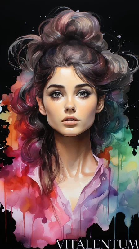 Colorful Abstract Woman Portrait - Neo-Victorian Style AI Image