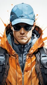 Man in Sunglasses and Orange Jacket - Comic Art Style