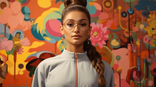 Woman in Glasses Against Colorful Background: A Fusion of Timeless Beauty and Hip Hop Aesthetics