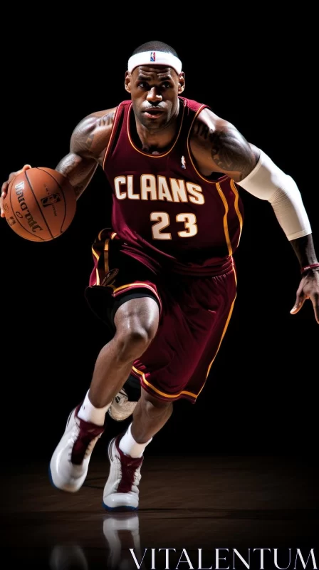 LeBron James in Action - A Blend of Sports and Art AI Image