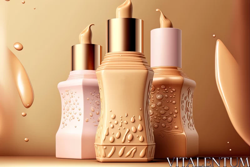 Luminous 3D Foundation Bottles - Elaborate Detail and Saturated Colorism AI Image