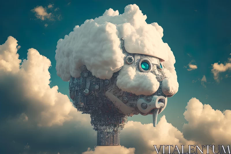 AI ART Photorealistic Fantasy: Cloudy Robot Art in Precisionist Style