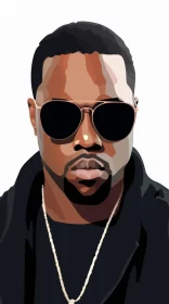 Stylish Portrait of a Black Man in Sunglasses - Pop Culture Art AI Image