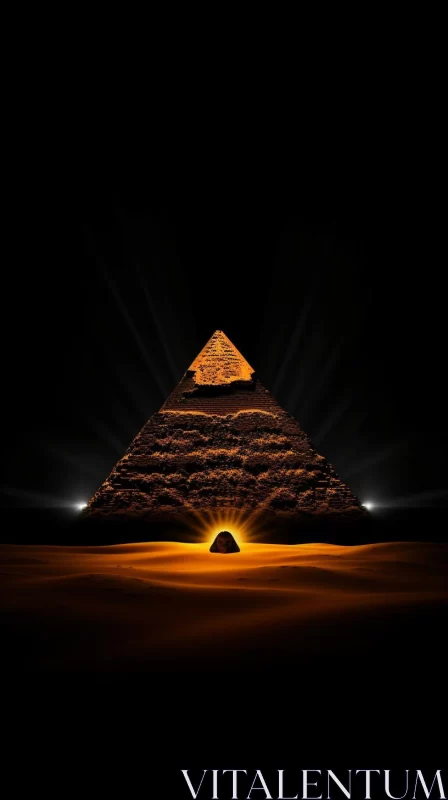 Sunlit Pyramid: A Mystical Nightscape AI Image